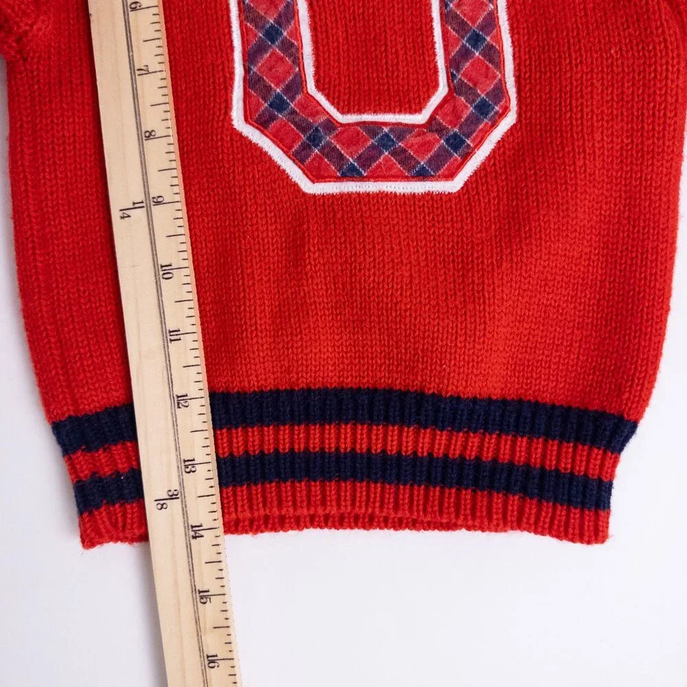 Vintage OshKosh B'Gosh 80s 3-Piece Overalls Knit Sweater Shirt Set Plaid Red 4T‎